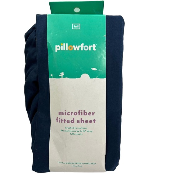 New Pillowfort Microfiber Fitted Sheet, Full size Navy Blue New - Picture 2 of 6
